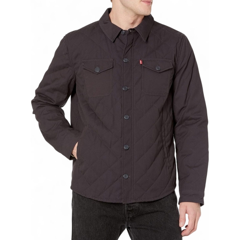 LEVI'S‎ Black Diamond Quilted Lined Botton/Zip Front Chore Coat /Jacket  SZ XL